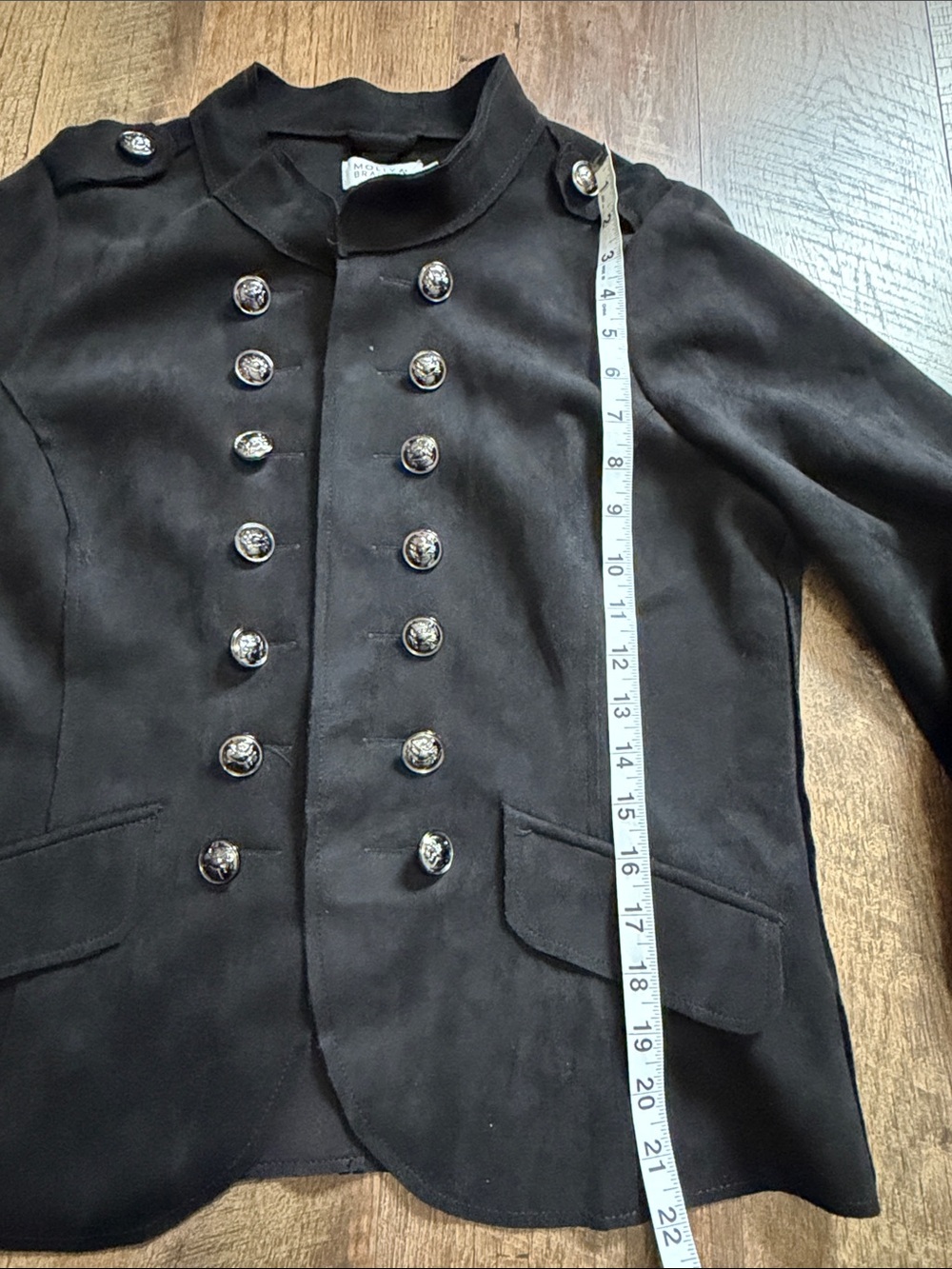 Molly Bracken Black Double-Breasted Military Jacket - Picture 4 of 12